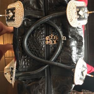 Charm & Luck Leather Handbag w/Swarovski crystals.